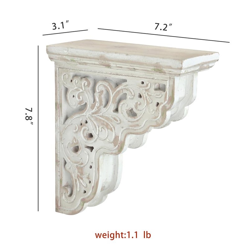 Chadechimo Set of 2 Corbels for Shelves Decorative Shelf Brackets Wood Corbels Farmhouse Shelf Corbels Distressed Decorative Shelf Brackets Floating Shelves Brackets for Home Decor - Image 2